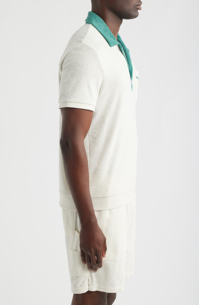 Marine Layer Emilio Vintage Terry Polo, Alternate, color, White/ Green