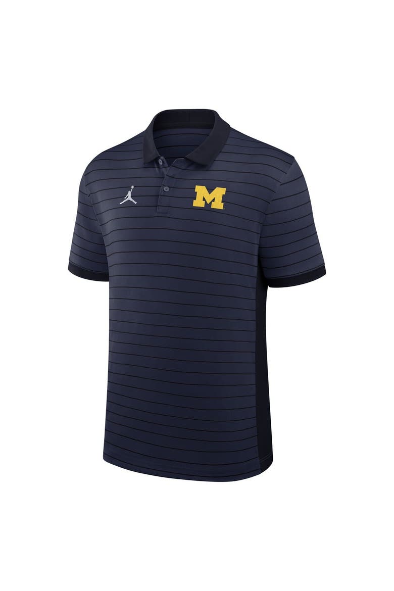 Men's Jordan Brand Navy Michigan Wolverines 2025 Early Season Coaches Sideline Victory Stripe Dri-FIT Polo, Alternate, color, Navy