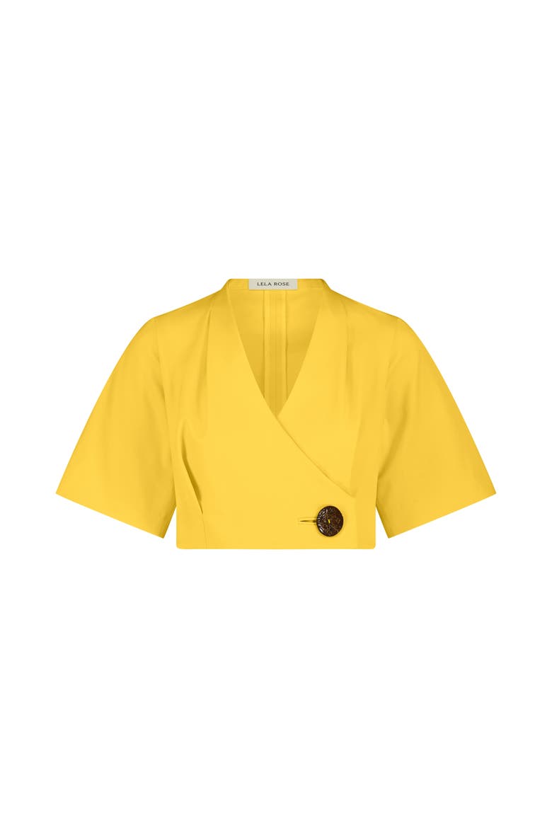 Stretch Cotton Asymmetrical Button Top, Main, color, Sunflower