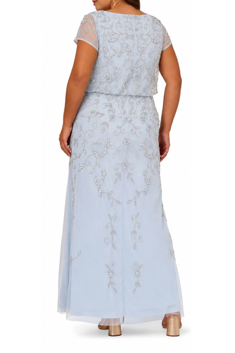 Beaded Mesh Gown, Alternate, color, ELEGANT SKY