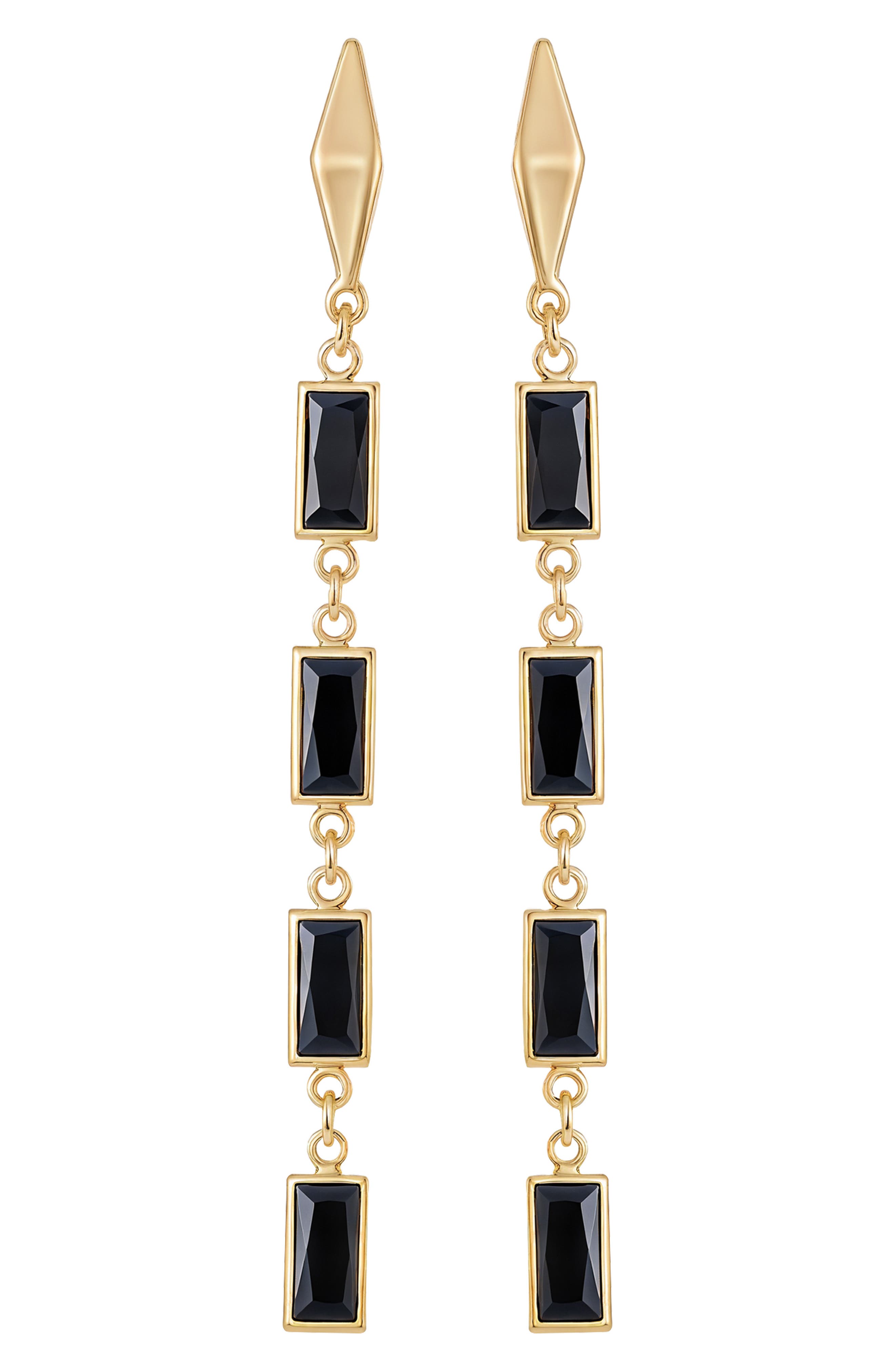Vince Camuto Baguette Crystal Linear Drop Earrings