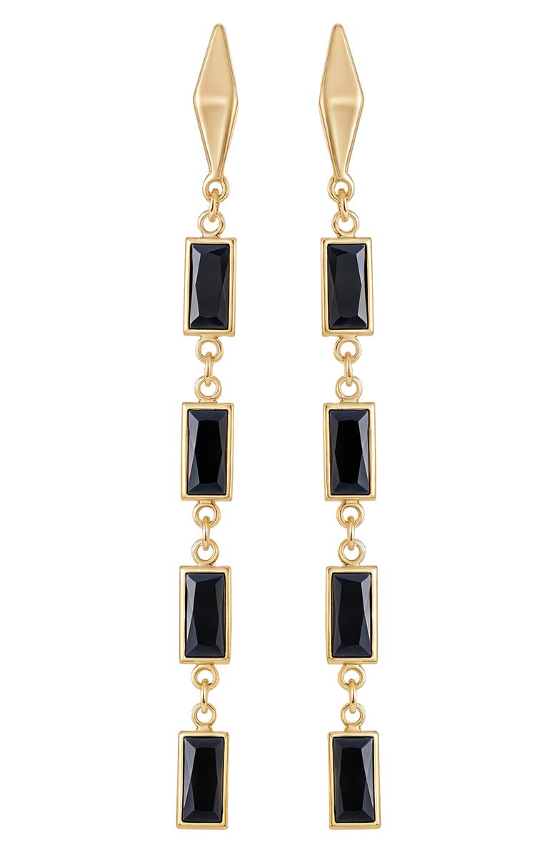 Vince Camuto Baguette Crystal Linear Drop Earrings, Main, color, Gold/ Black