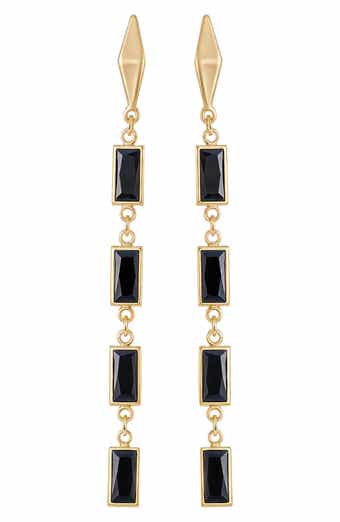 Vince Camuto Baguette Crystal Linear Drop Earrings