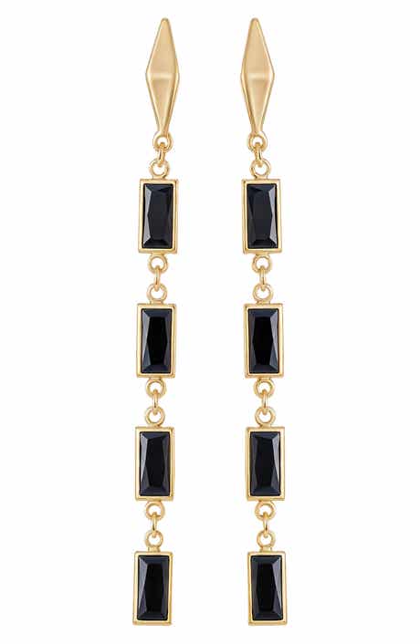 Vince Camuto Baguette Crystal Linear Drop Earrings