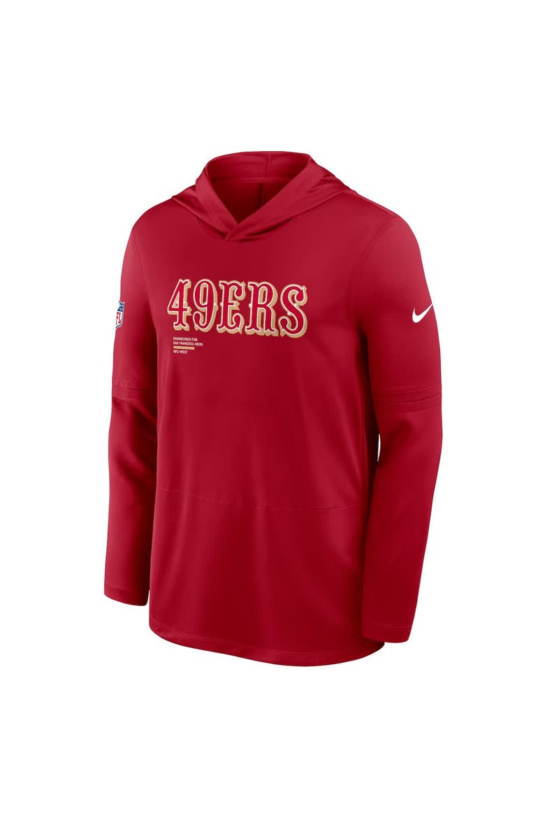 Men's Nike Scarlet San Francisco 49ers Sideline Pure Fury Performance Long Sleeve Hoodie T-Shirt, Alternate, color, Scarlet