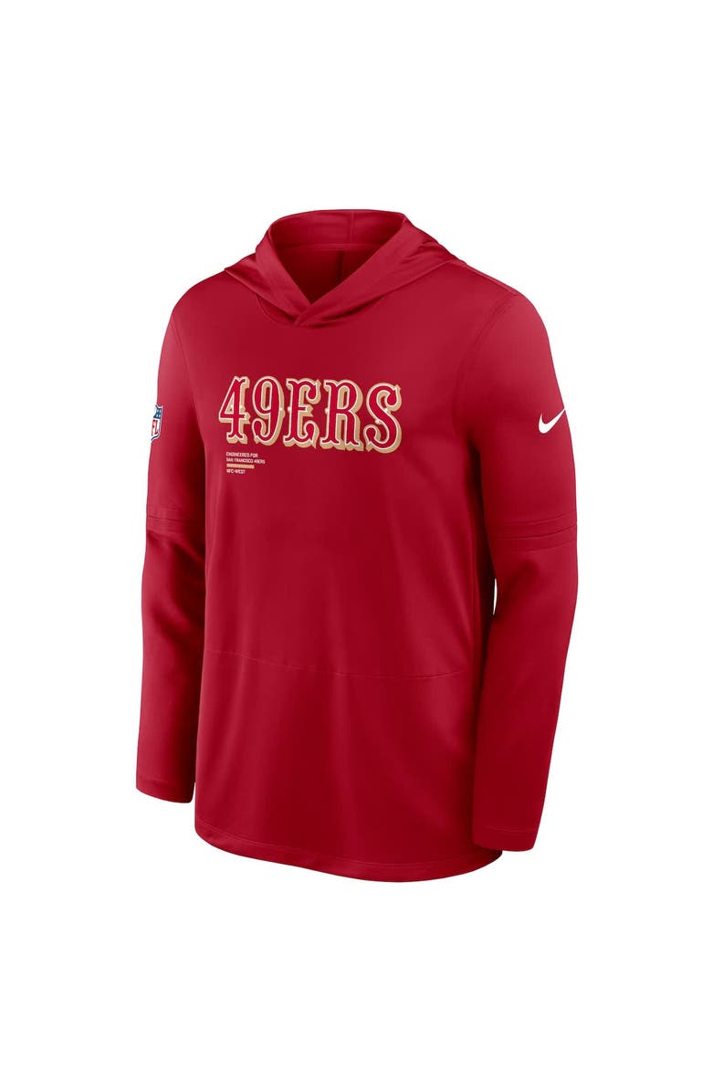 Nike Men's Nike Scarlet San Francisco 49ers Sideline Pure Fury Performance Long Sleeve Hoodie T-Shirt, Alternate, color, Scarlet