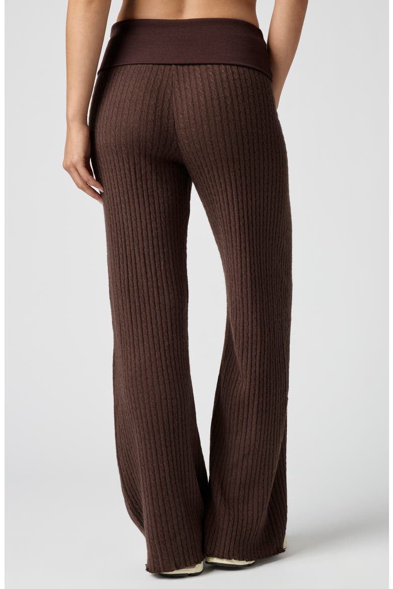 Mini Cable Stitch Foldover Sweater Pants, Alternate, color, CANYON BROWN