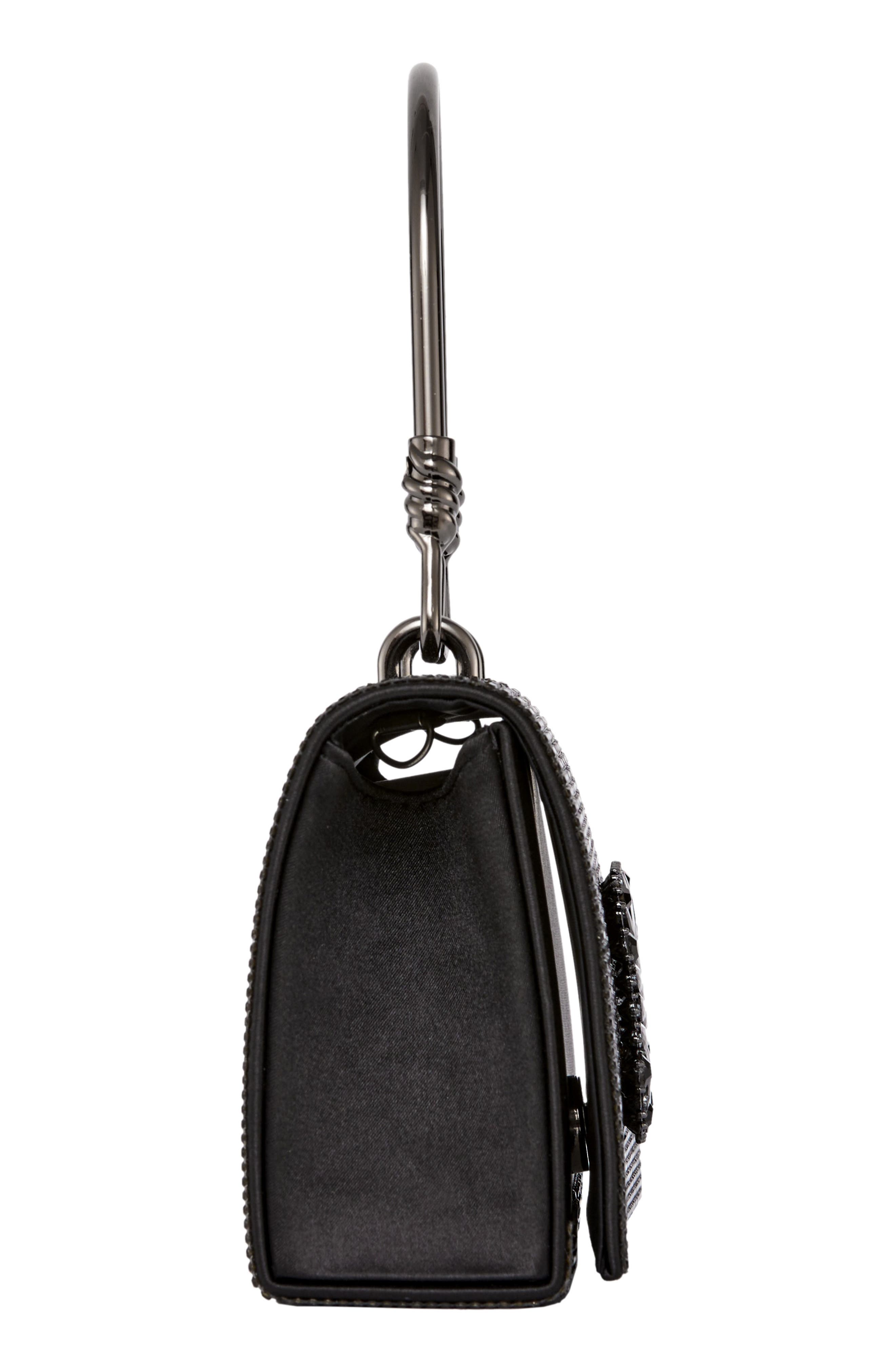 LADY COUTURE Elegant Rhinestone Satin Evening Bag, Alternate, color, Black