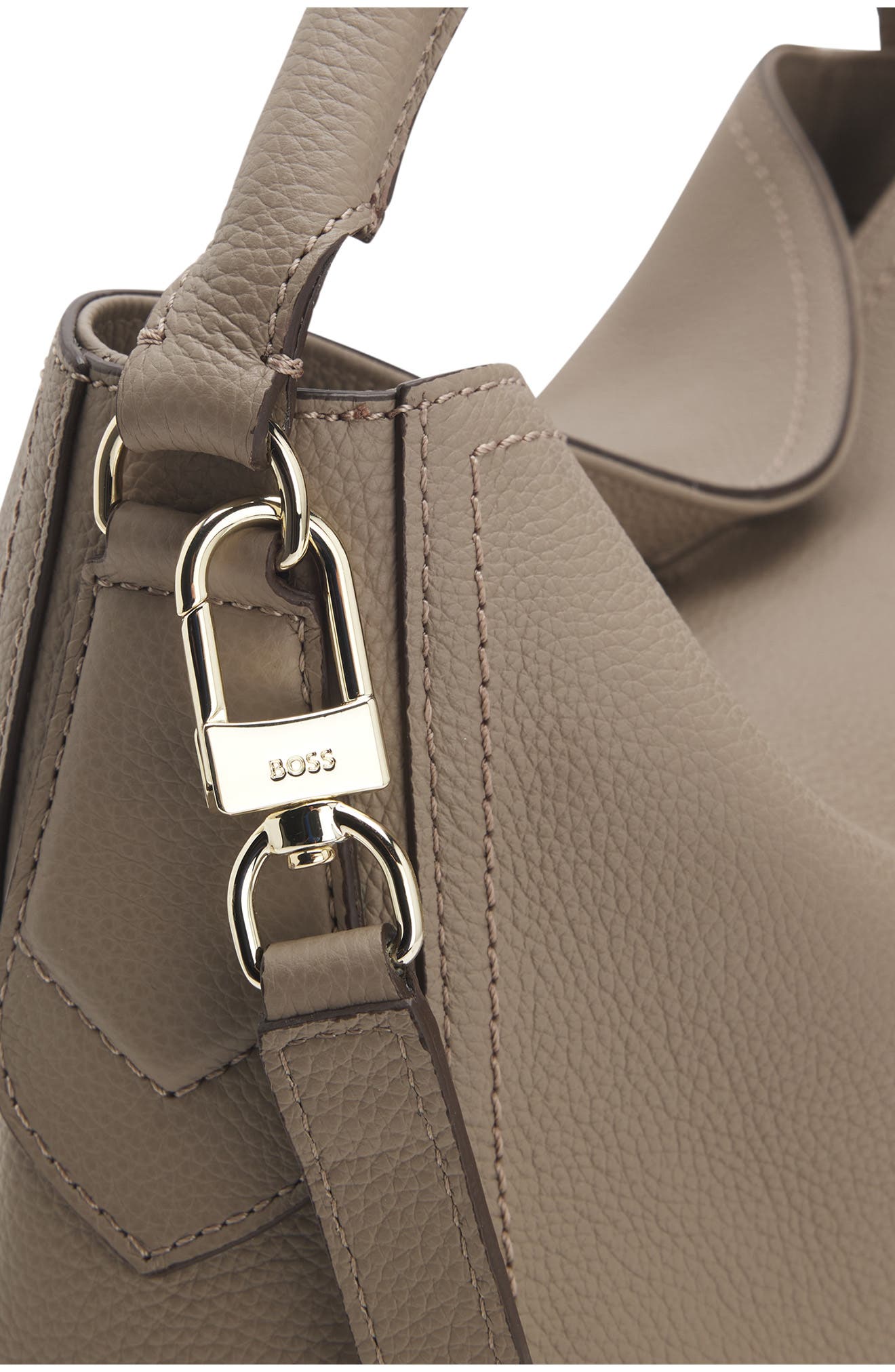 HUGO Lenah Leather Shoulder Bag, Alternate, color, Open Brown