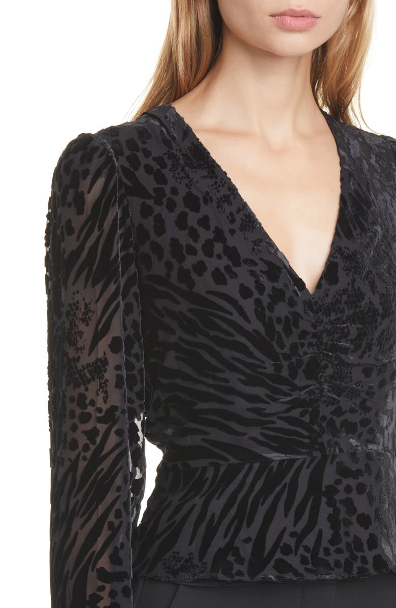 Veronica Beard Giacomo Animal Devoré Top, Alternate, color, 