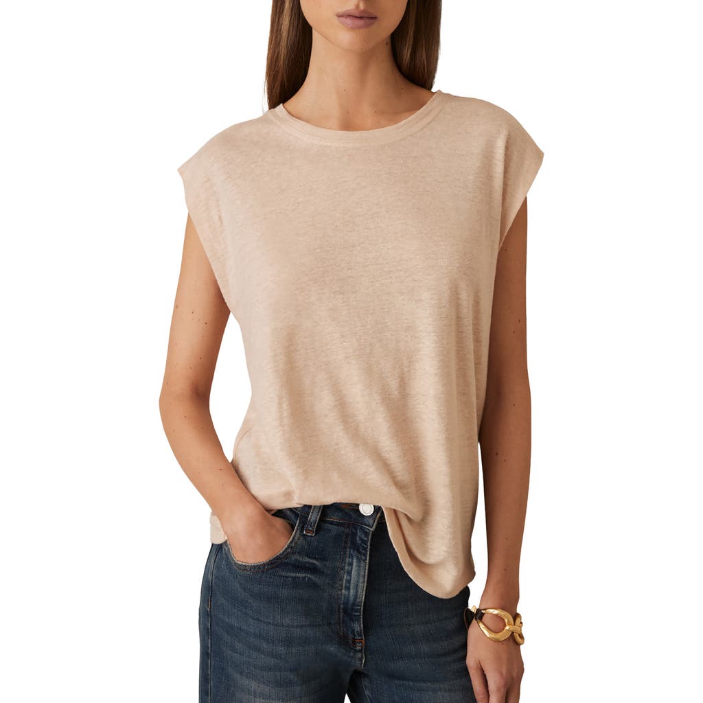 Reiss Peach Linen Cap-sleeve T-shirt