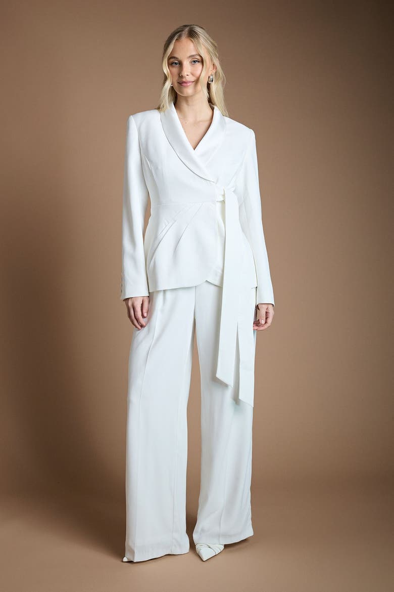 Satin Collared Neck Bridal Blazer, Alternate, color, Ivory