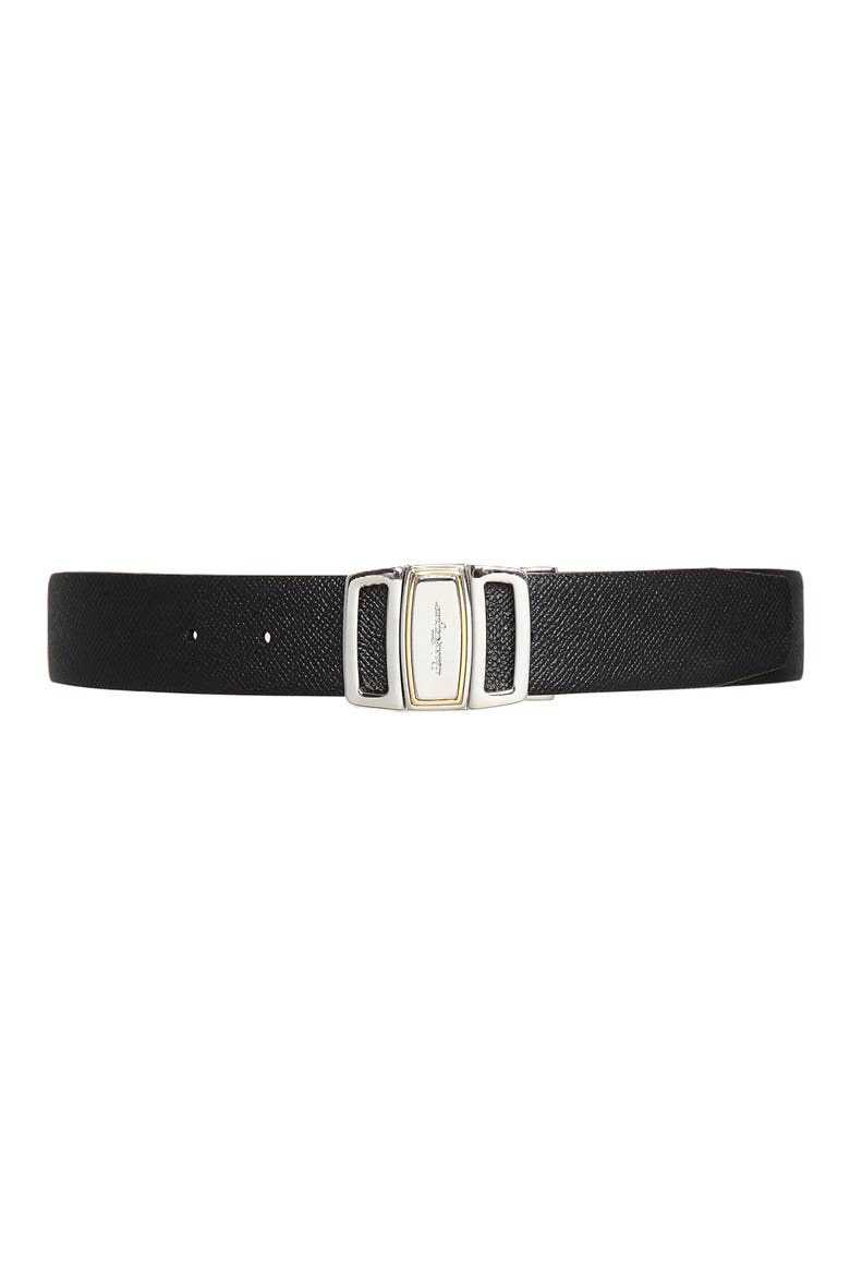 Salvatore Ferragamo Reversible Leather Belt, Main, color, NERO