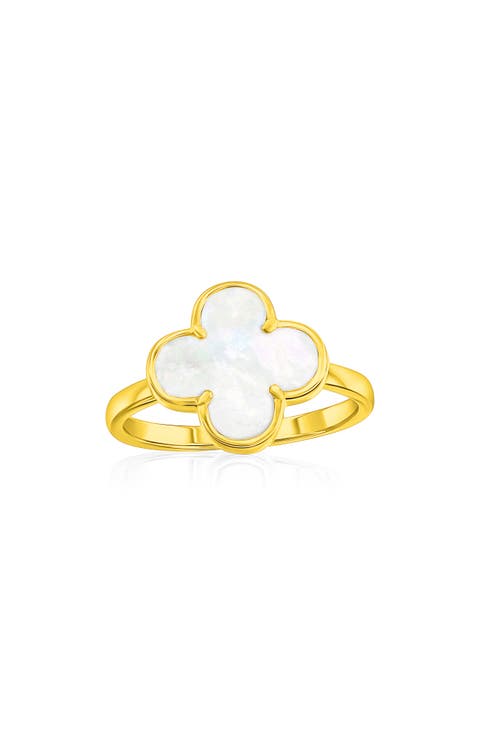 Mother-of-Pearl Clover Ring