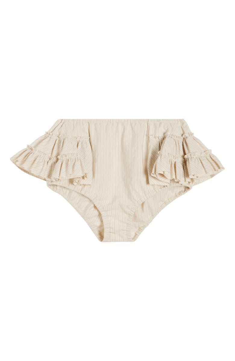 Dries Van Noten Stripe Ruffle Shorts, Alternate, color, Ecru