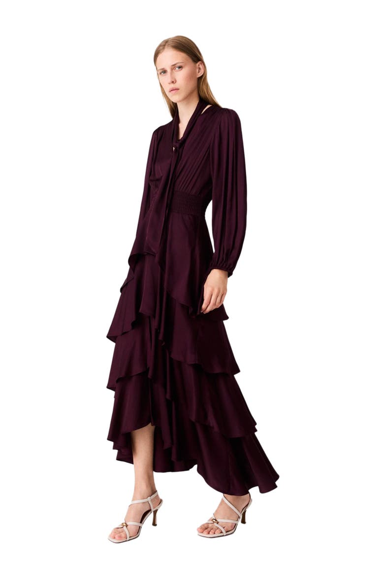 Ruffled maxi dress, Alternate, color, Burgundy