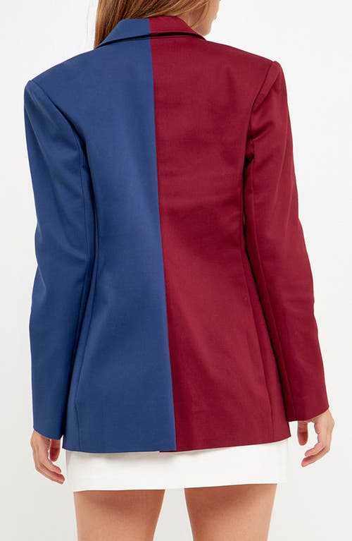 English Factory Colorblock Boyfriend Blazer In Wine/navy
