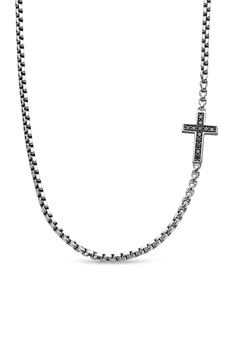 Cross Station Necklace in Sterling Silver with Diamonds, 5mm, Main, color, BLACK DIAMOND
