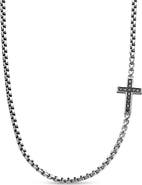 David Yurman Cross Station Necklace in Sterling Silver with Diamonds, 5mm