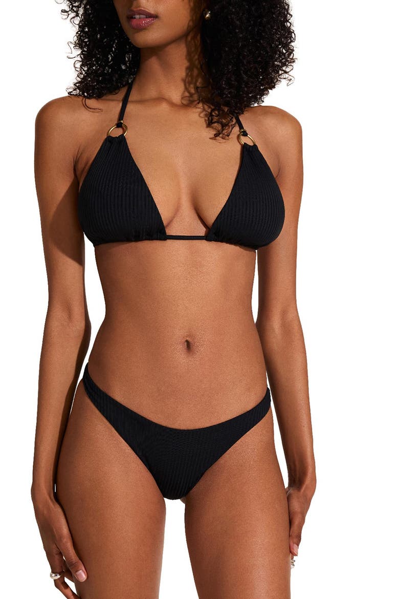 Cosmo Rib Bikini Top, Alternate, color, BLACK