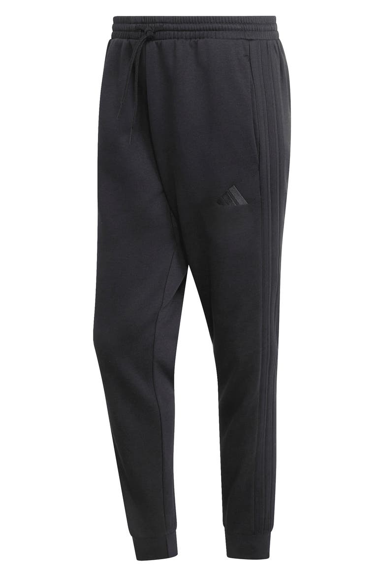 Essentials 3-Stripes Fleece Joggers, Alternate, color, BLACK/ BLACK