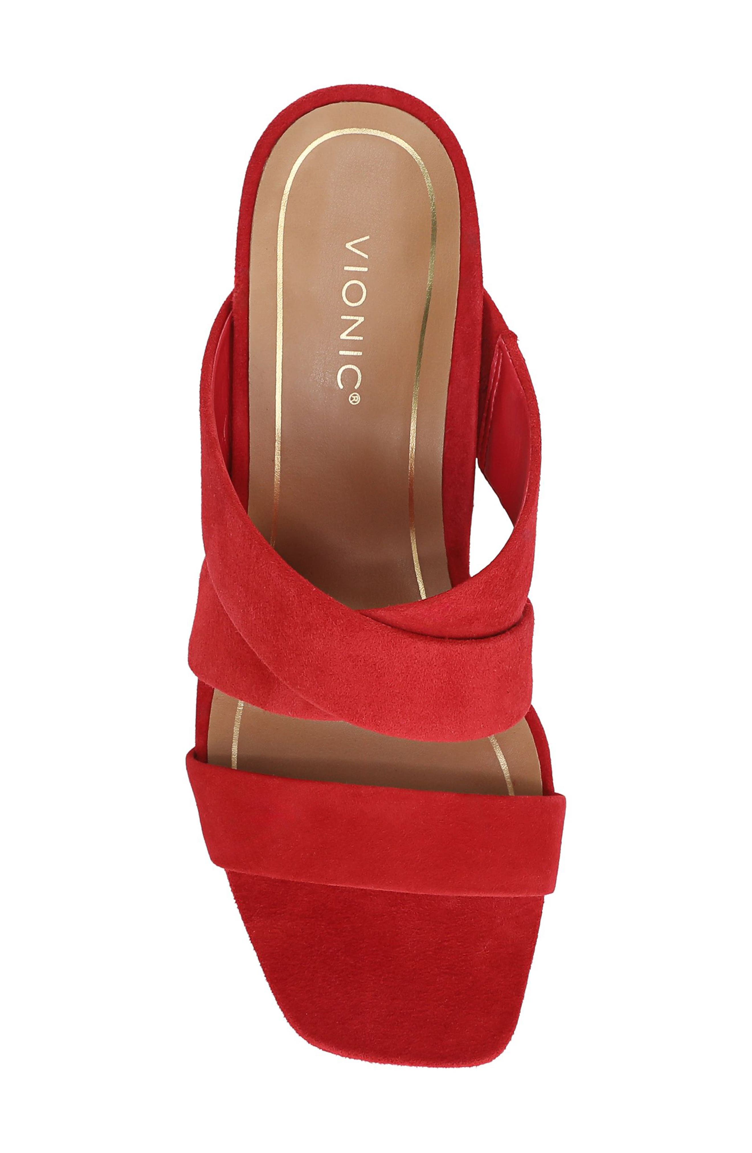 Vionic Merlot Slide Sandal, Alternate, color, Red Suede