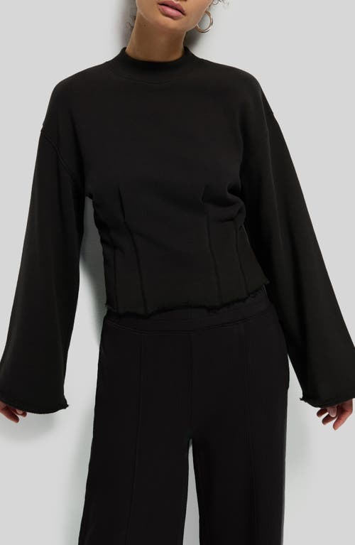 Nation Ltd Rocky Mock Neck Cotton Sweatshirt In Jet Black