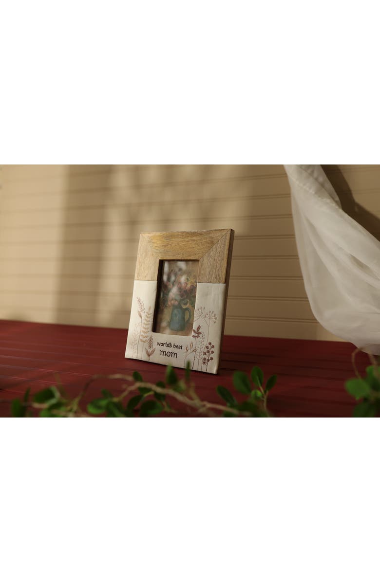 Foreside Home and Garden 6"H x 4"W Best Mom Floral Brown Photo Frame, Alternate, color, White