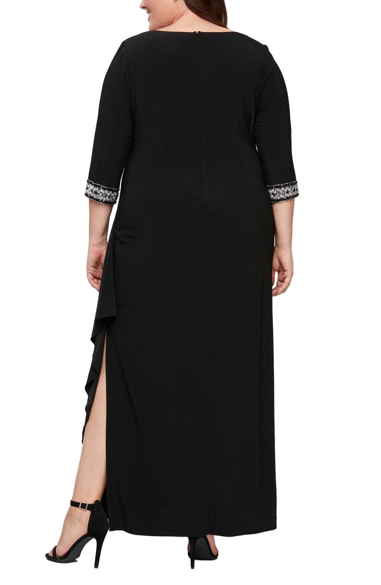 Alex Evenings Embellished Faux Wrap Gown, Alternate, color,