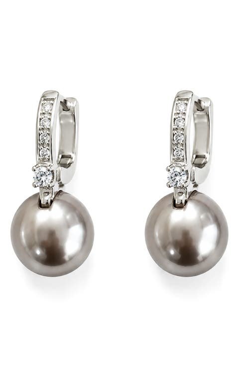 Imitation Pearl Drop Huggie Hoop Earrings