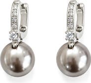 SAACHI Imitation Pearl Drop Huggie Hoop Earrings