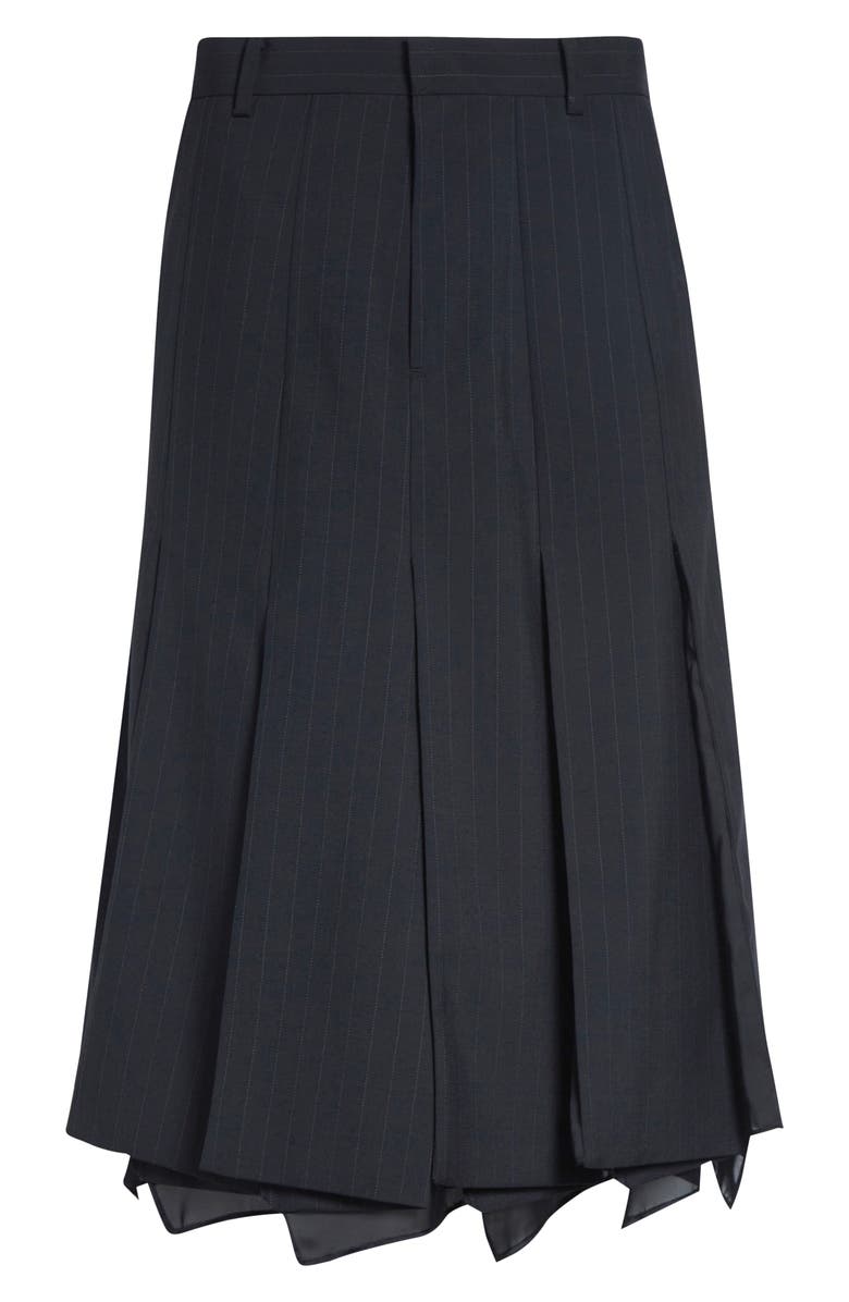 Sacai Chalk Stripe Mixed Media Skirt, Main, color, Black