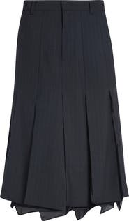 Sacai Chalk Stripe Mixed Media Skirt