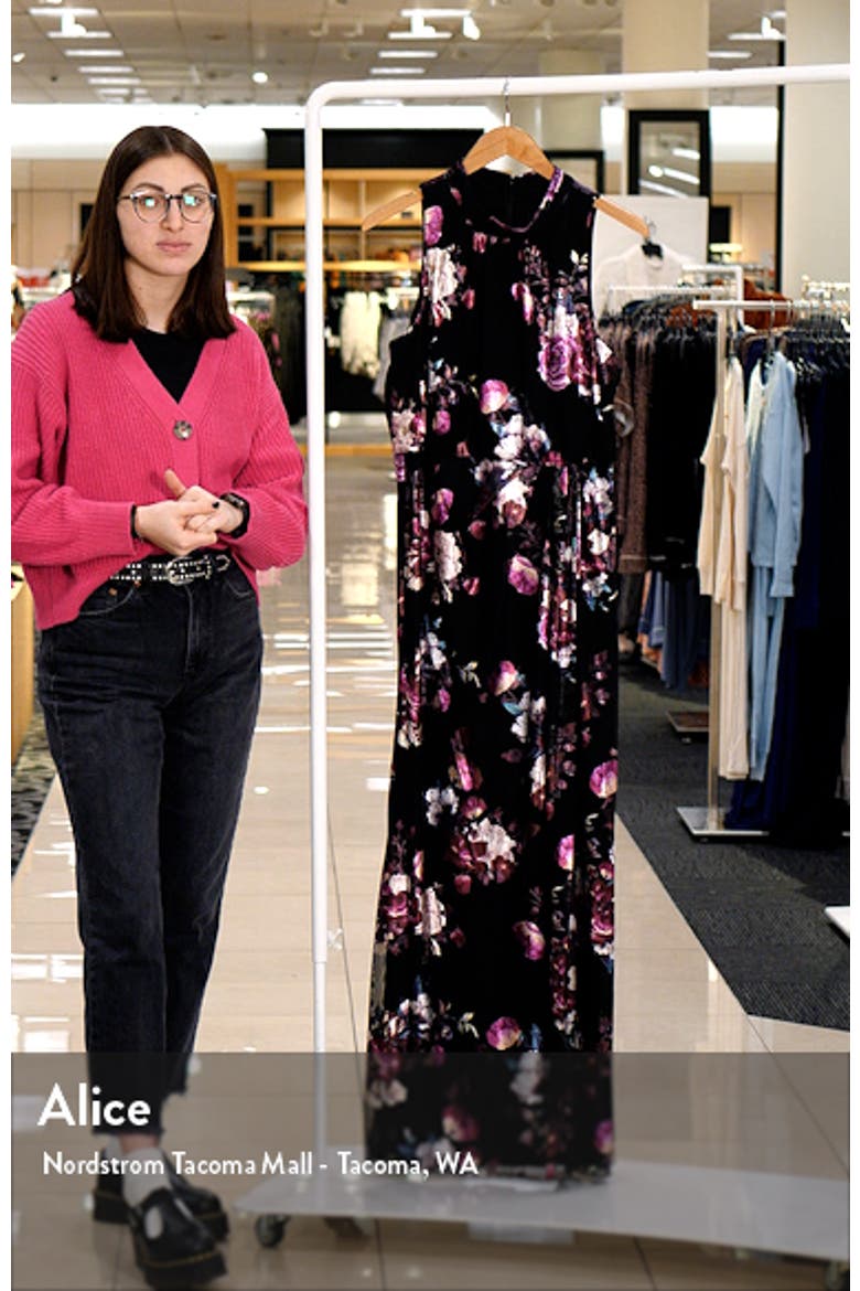 Floral Foil Sleeveless Front Slit Dress video