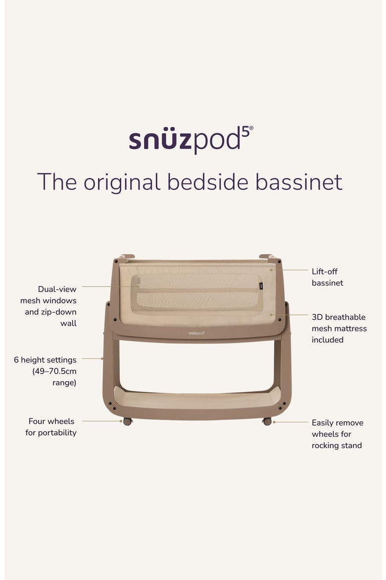 The SnüzPod5 Bedside Bassinet, Alternate, color, MOCHA