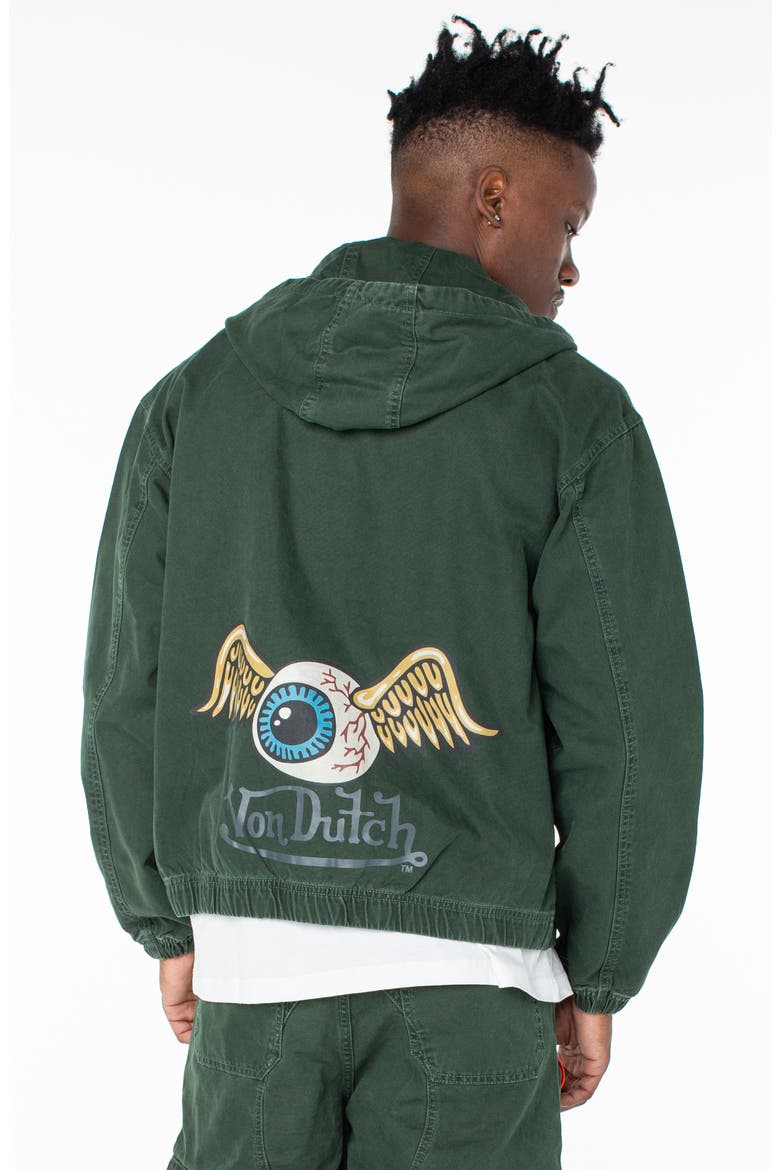 Invaders Flying Eyeball Zip Up Hoodie Jacket, Alternate, color, FOREST