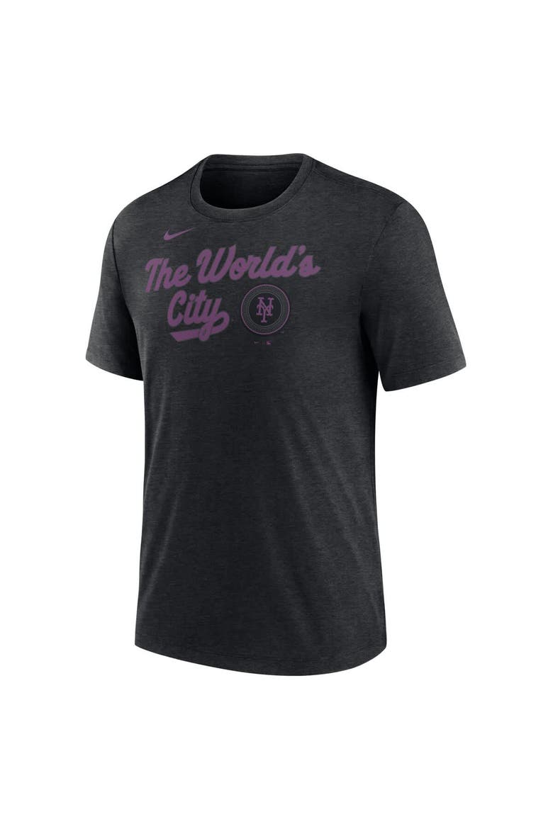Men's Nike Heather Black New York Mets City Connect Script Tri-Blend T-Shirt, Alternate, color, Heather Black