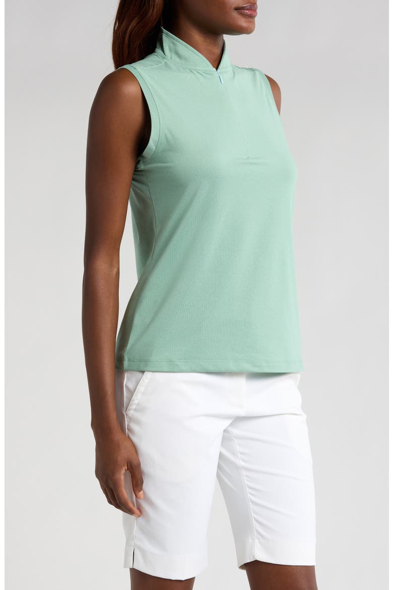 Brynn Sleeveless Half Zip Polo, Alternate, color, SAGE