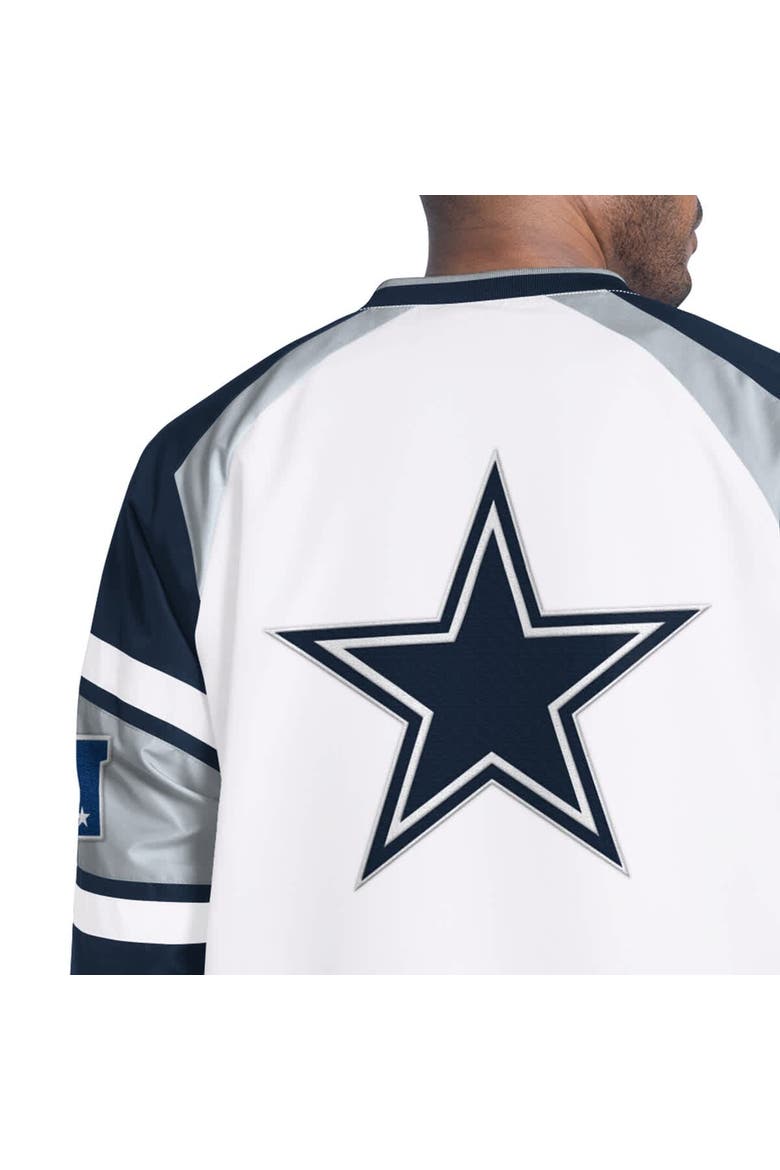 Men's Starter  White Dallas Cowboys Infield Play Raglan Pullover Jacket, Alternate, color, White