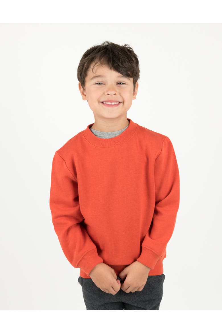 Kids Pullover Sweatshirt, Long Sleeve, Solid Colors, Alternate, color, ORANGE