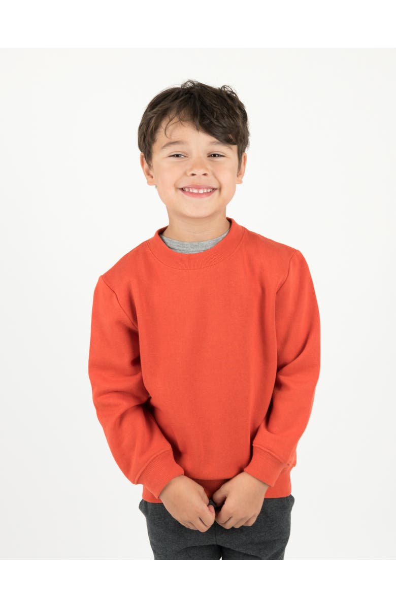 Leveret Kids Pullover Sweatshirt, Long Sleeve, Solid Colors, Alternate, color, Orange