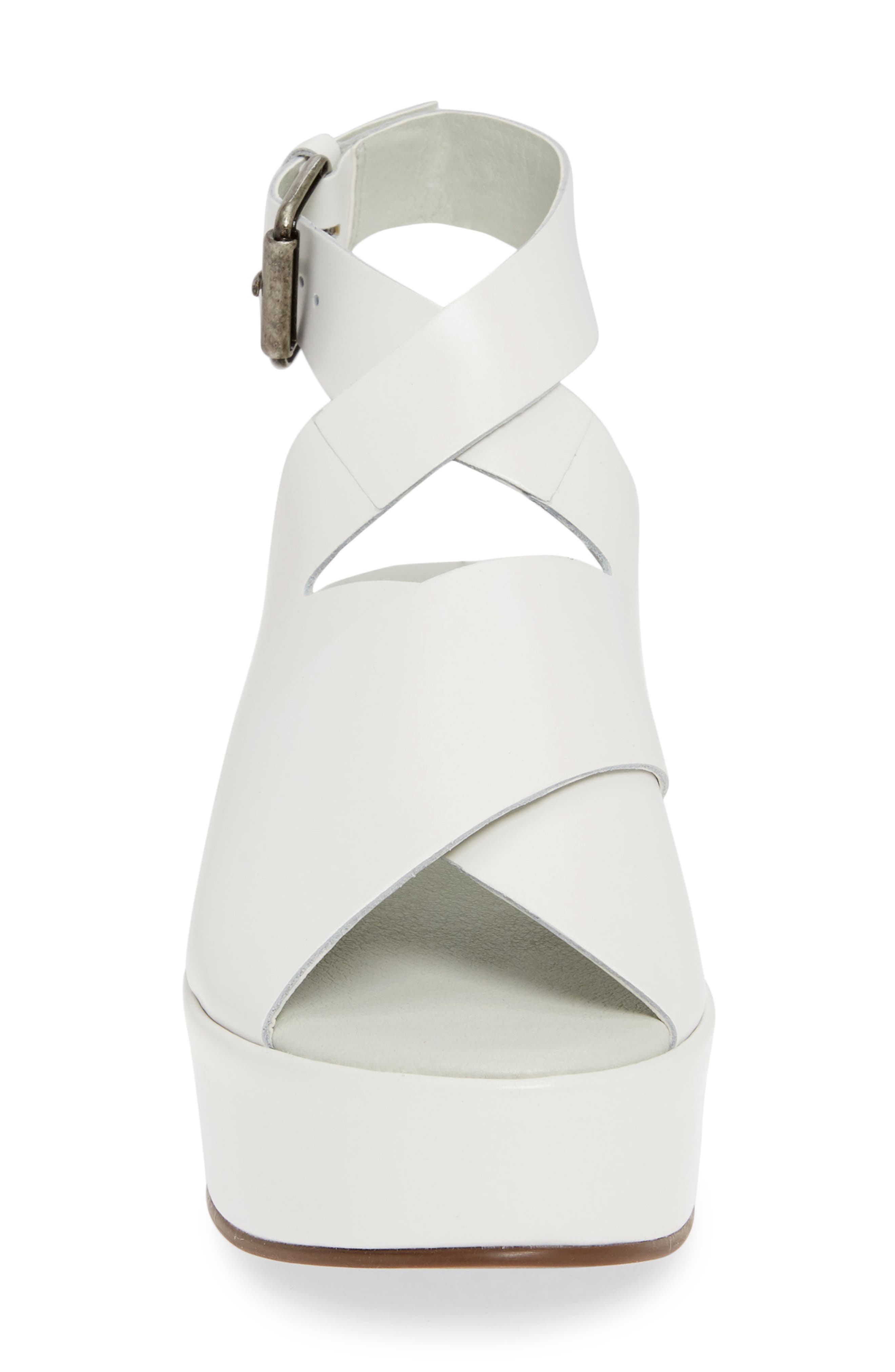 Runaway Wedge Sandal, Alternate, color, WHITE LEATHER