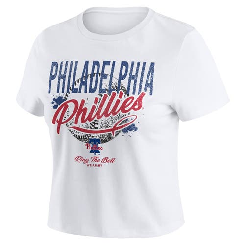 Wear By Erin Andrews White Philadelphia Phillies Distressed Cropped Baby T-shirt