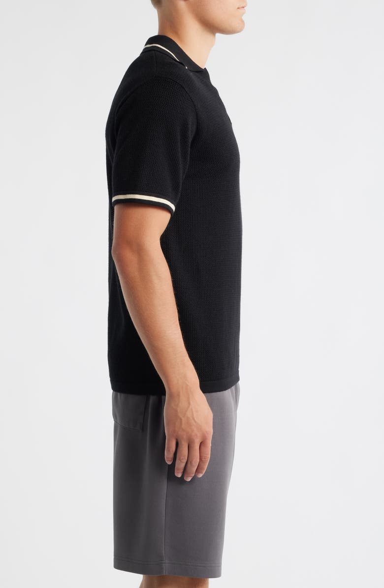 MAVRANS Textured Polo Sweater, Alternate, color, Black