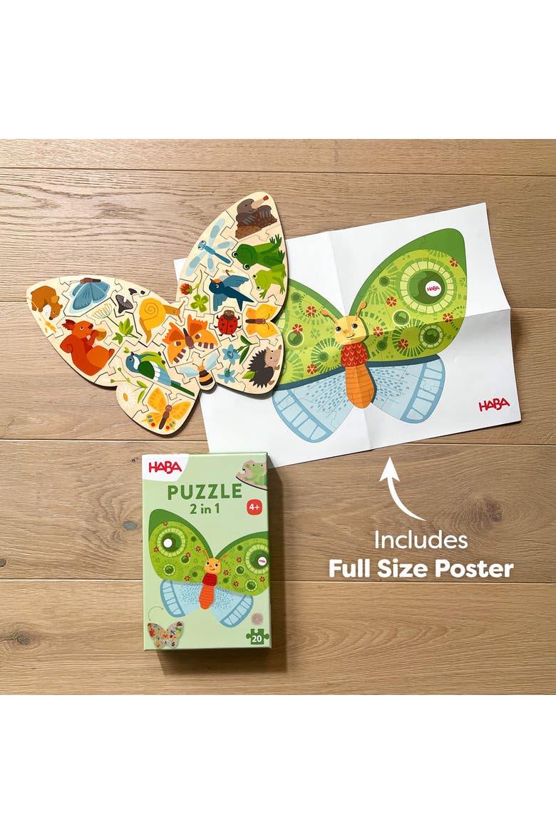 Wooden Puzzle Butterfly - 2 in 1 Reversible Puzzle, Alternate, color, Multi
