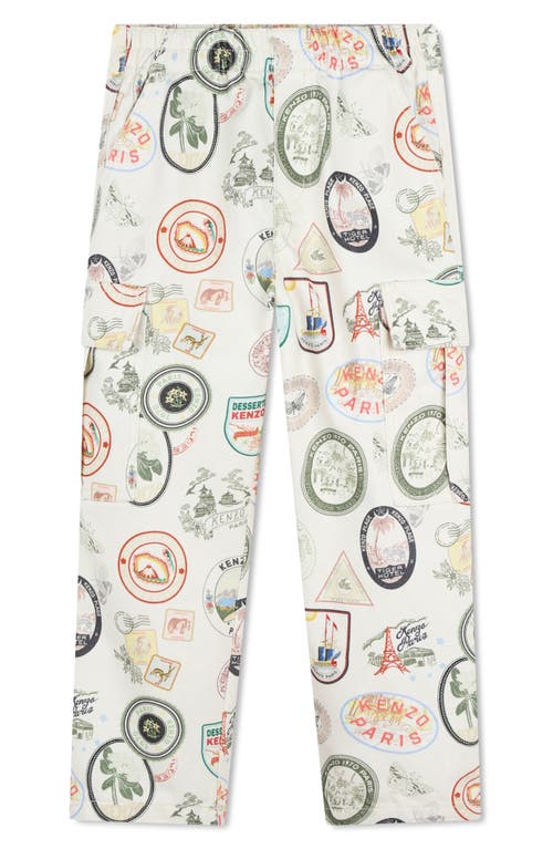 KENZO Kids' Logo Straight Leg Cotton Twill Pants in Ivory 