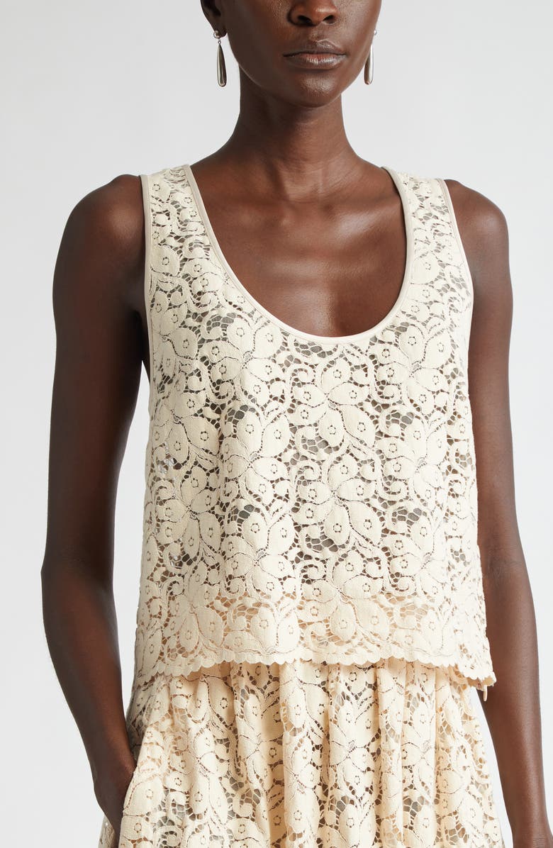 ST. JOHN Floral Guipure Lace Tank, Alternate, color,
