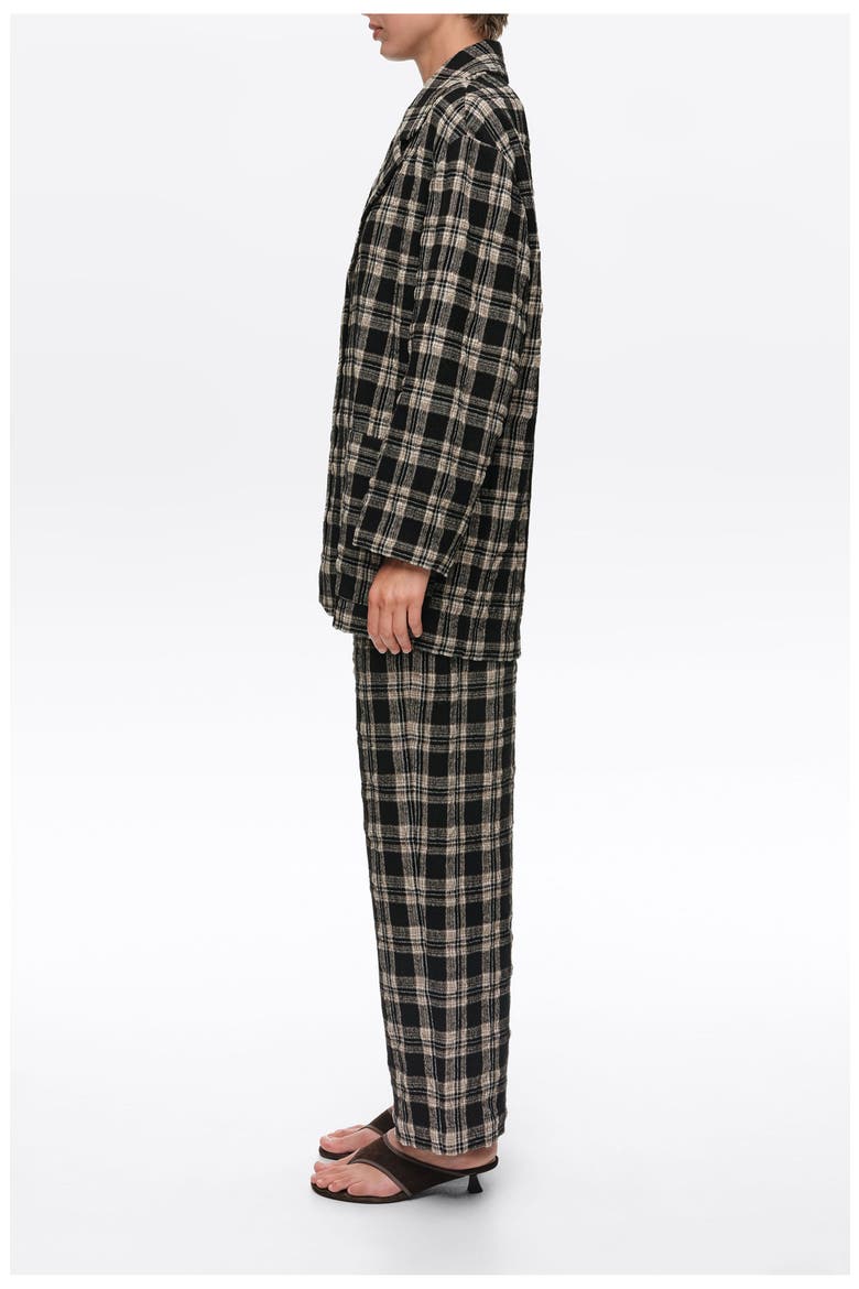 Checked Straight Tailored Wool Blazer, Alternate, color, BLACK