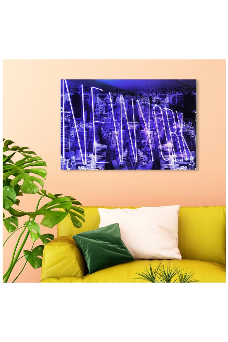 Neon New York City Canvas Wall Art, Alternate, color, PURPLE