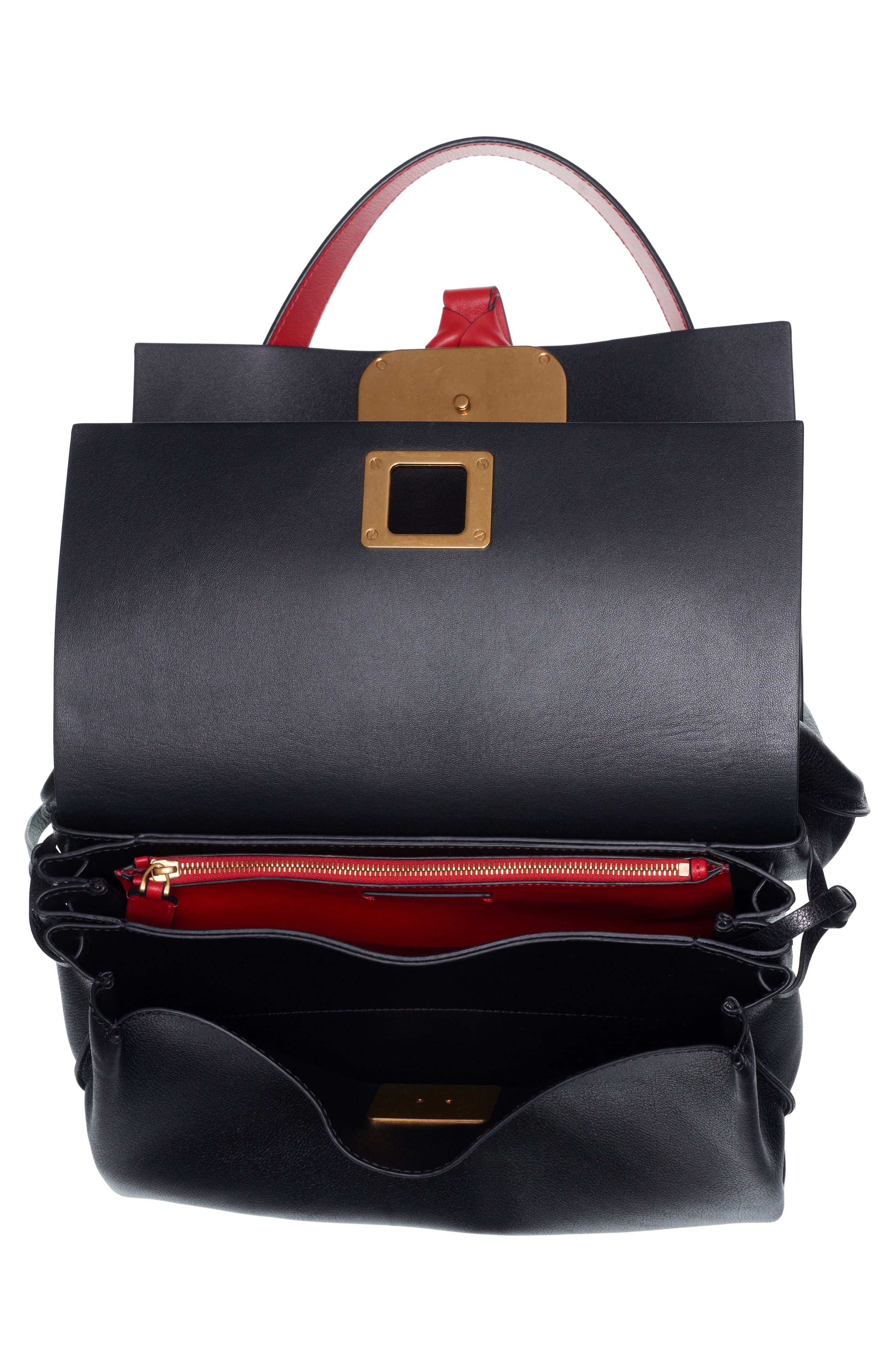 Valentino Garavani Medium V-Ring Leather Shoulder Bag, Alternate, color, 